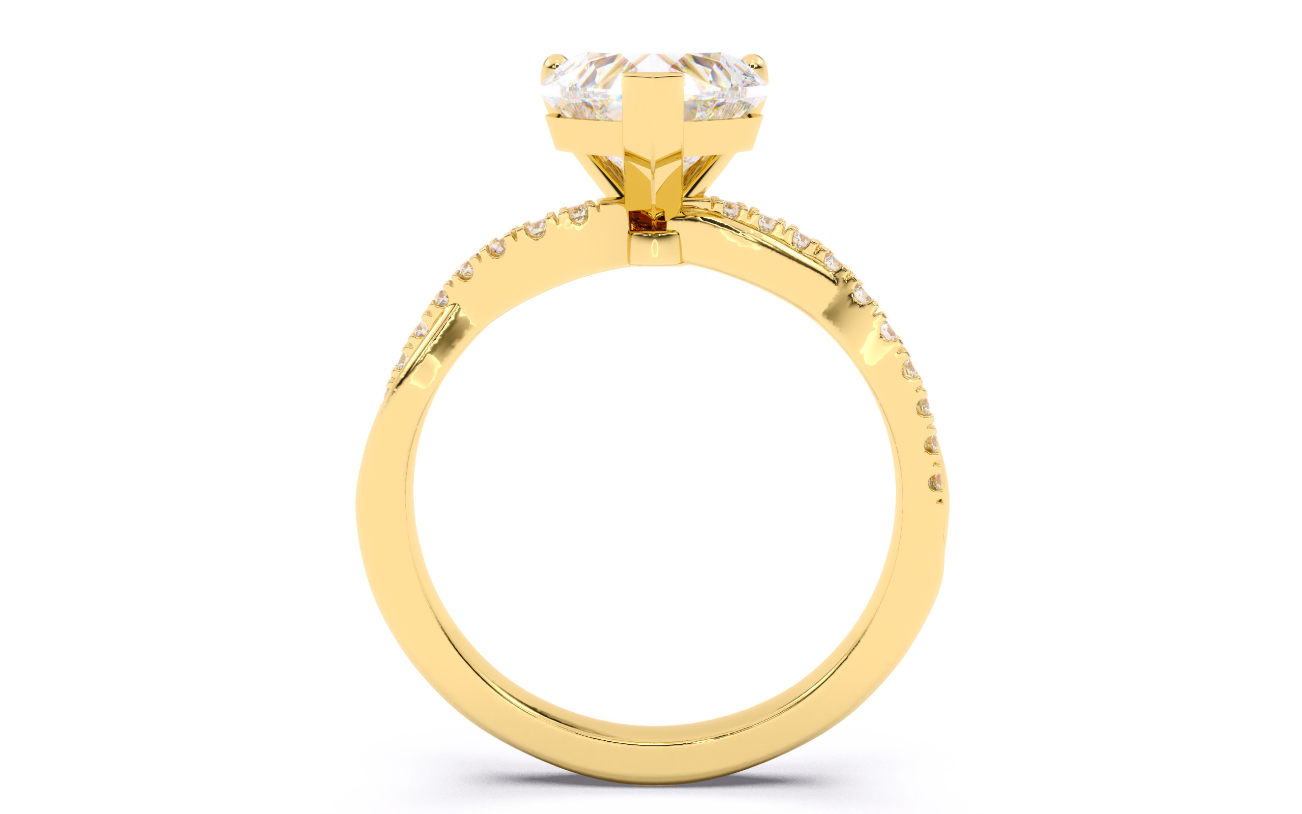 Heart Diamond Pave Setting Solitaire Ring  3D print model_10