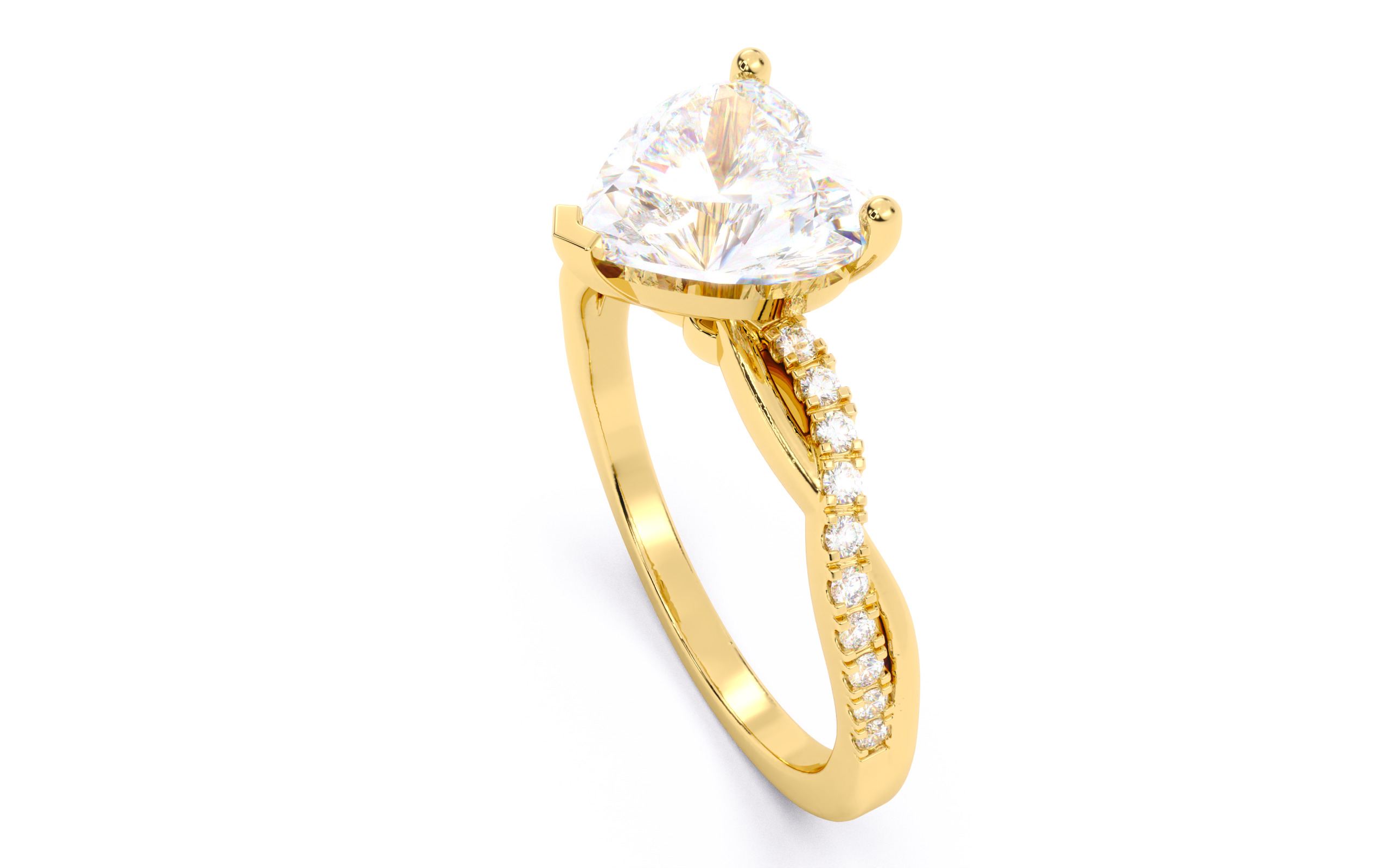 Heart Diamond Pave Setting Solitaire Ring  3D print model_22