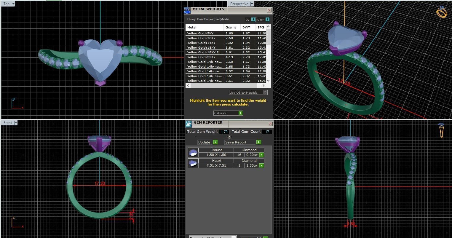 Heart Diamond Pave Setting Solitaire Ring  3D print model_25