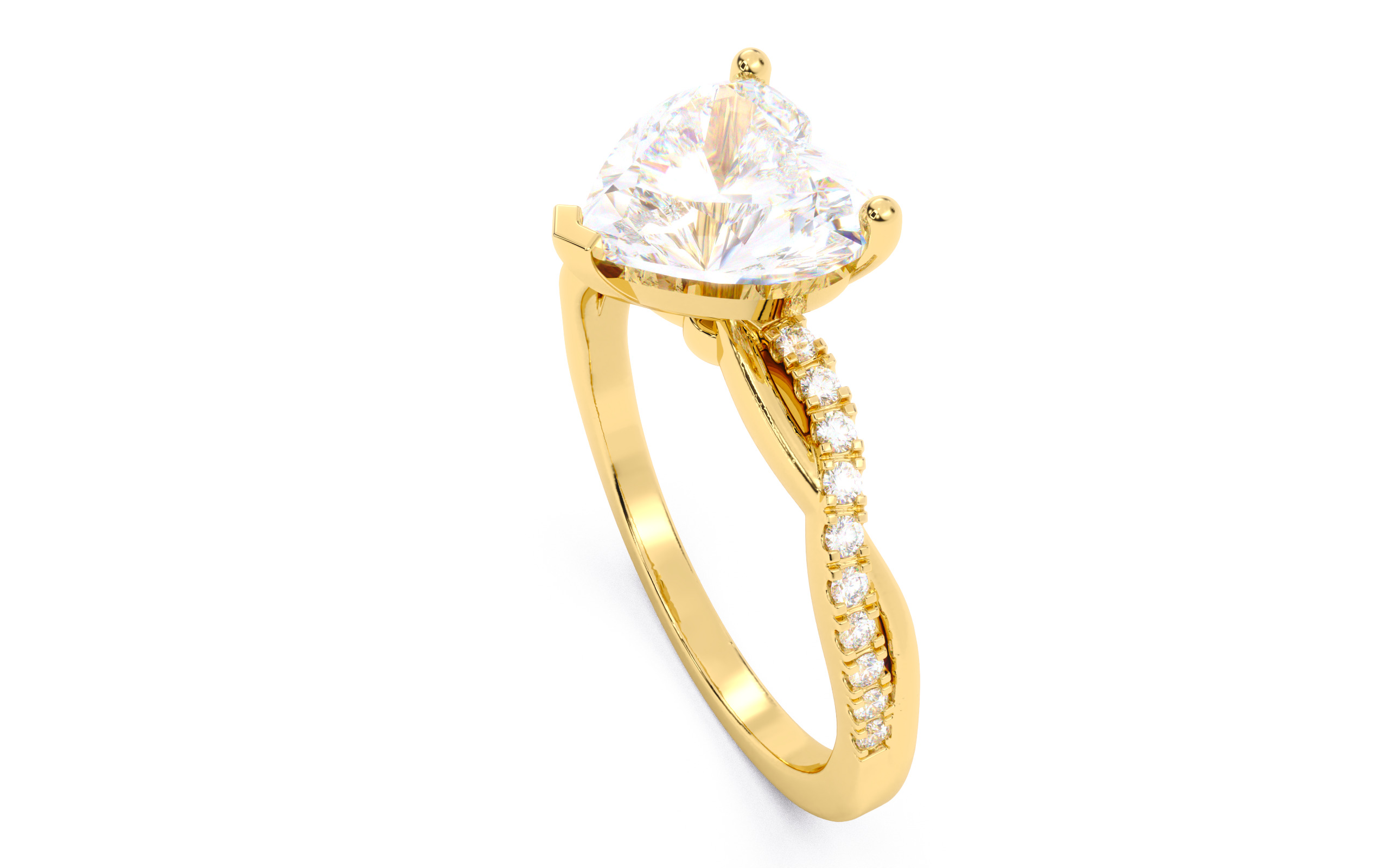Heart Diamond Pave Setting Solitaire Ring  3D print model_21