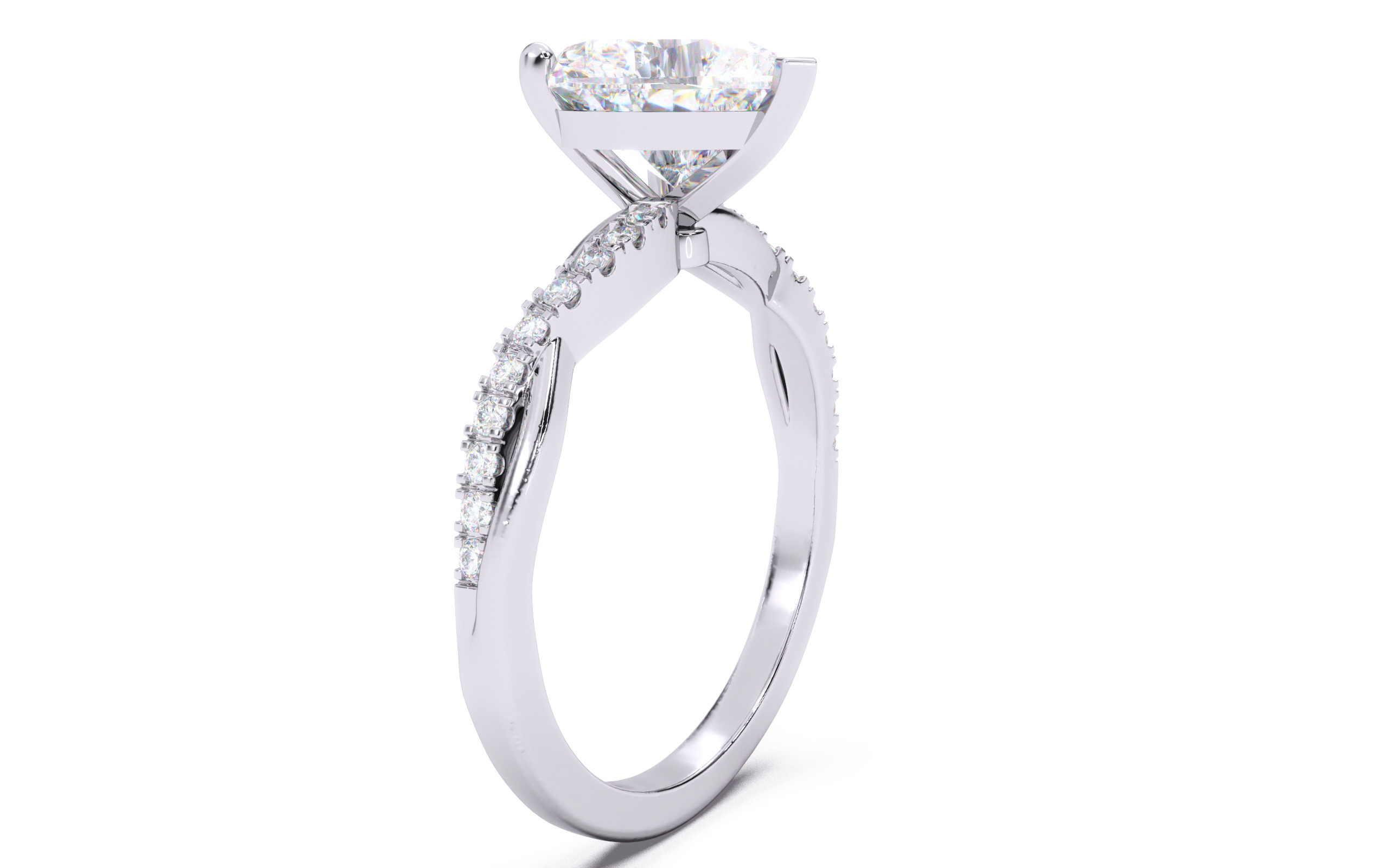 Heart Diamond Pave Setting Solitaire Ring  3D print model_13