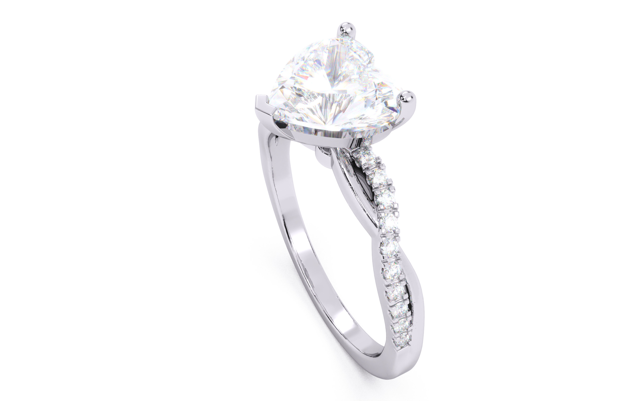 Heart Diamond Pave Setting Solitaire Ring  3D print model_23