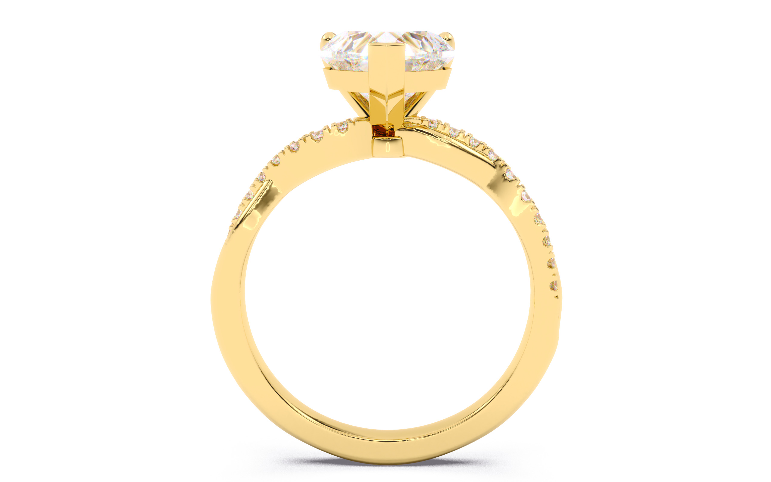 Heart Diamond Pave Setting Solitaire Ring  3D print model_9
