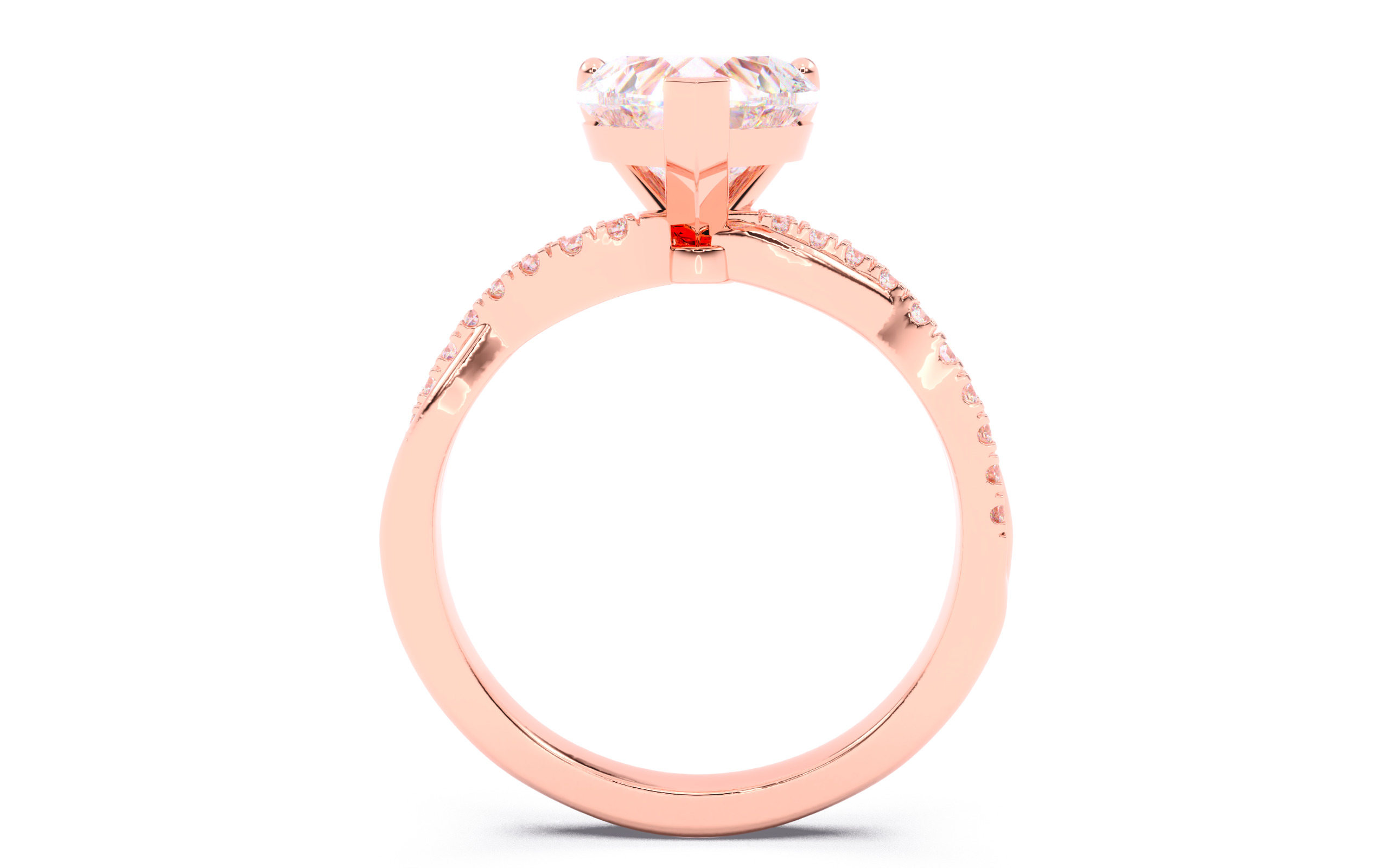 Heart Diamond Pave Setting Solitaire Ring  3D print model_5