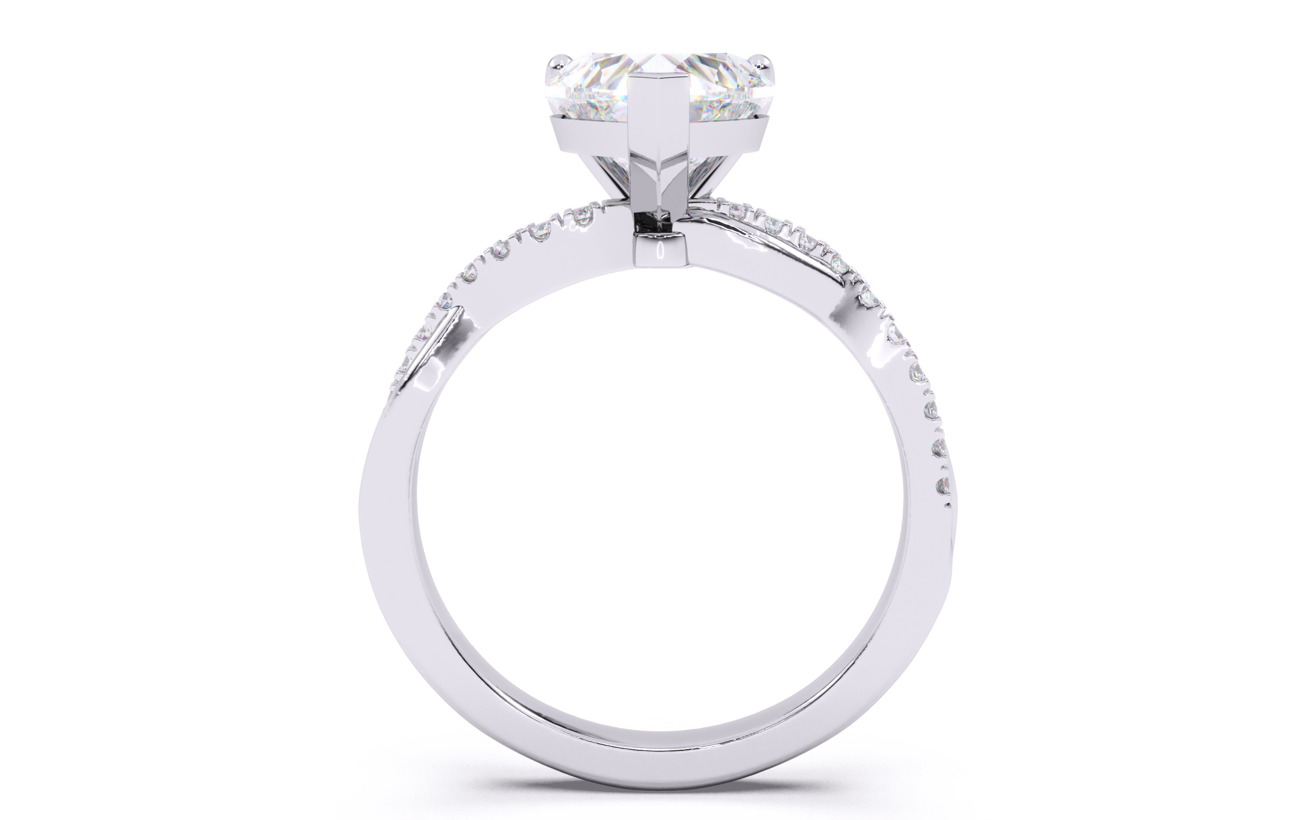 Heart Diamond Pave Setting Solitaire Ring  3D print model_8