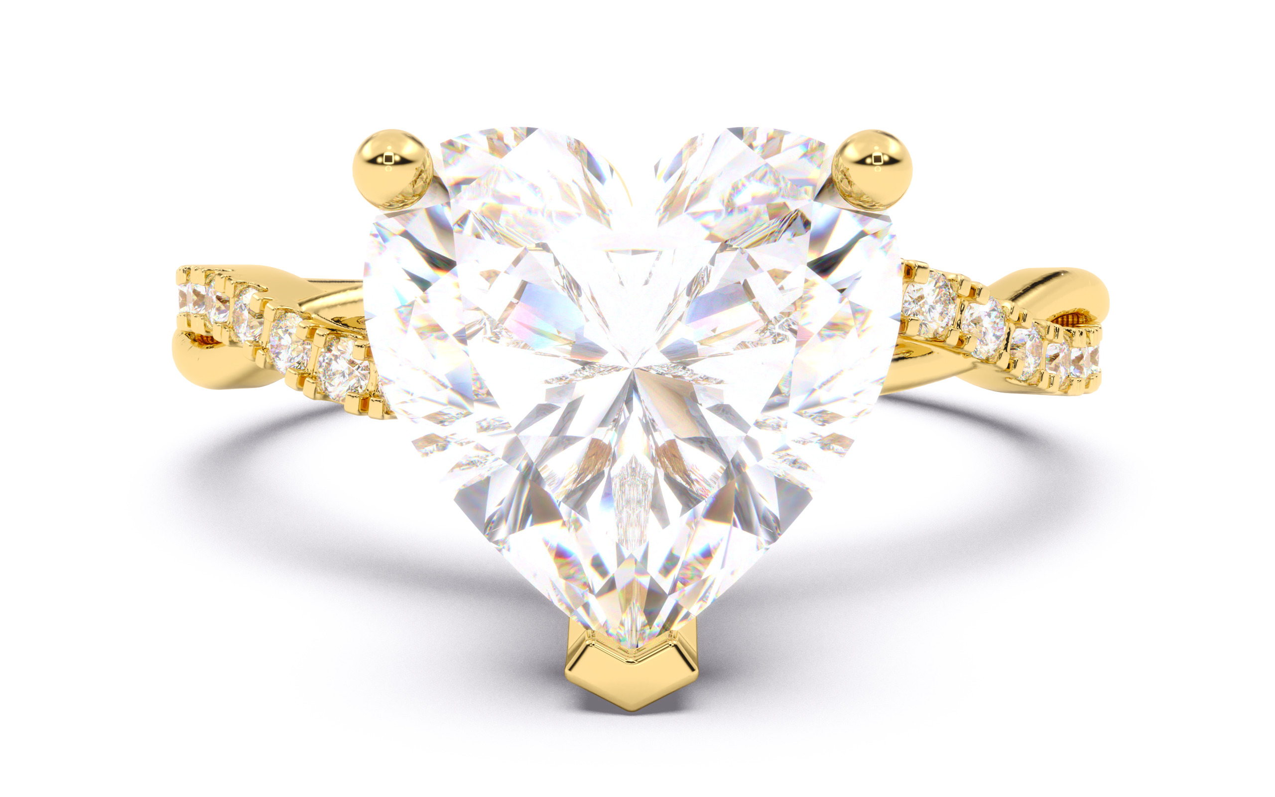 Heart Diamond Pave Setting Solitaire Ring  3D print model_12