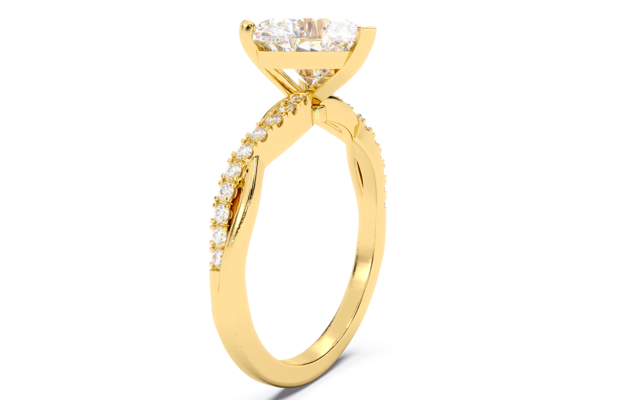 Heart Diamond Pave Setting Solitaire Ring  3D print model_19