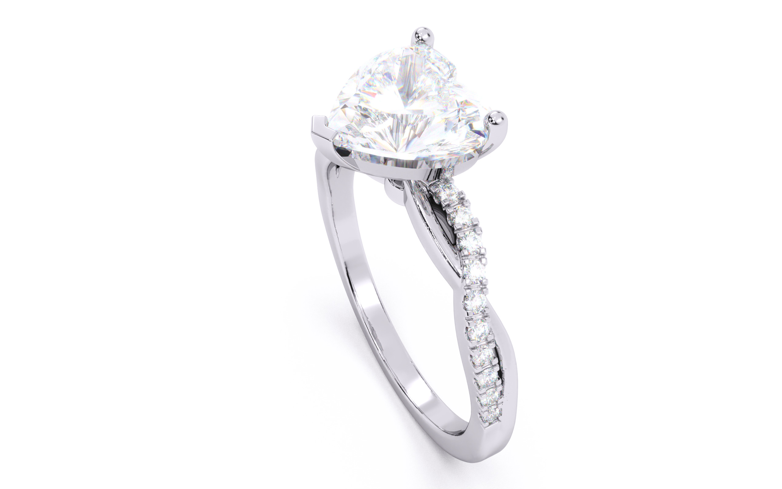 Heart Diamond Pave Setting Solitaire Ring  3D print model_24