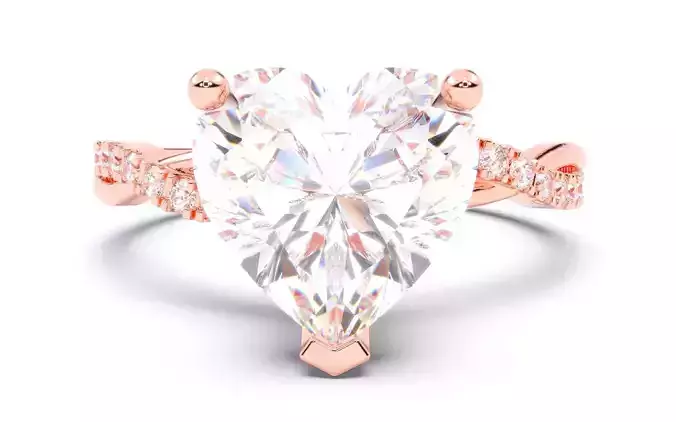 Heart Diamond Pave Setting Solitaire Ring  3D print model