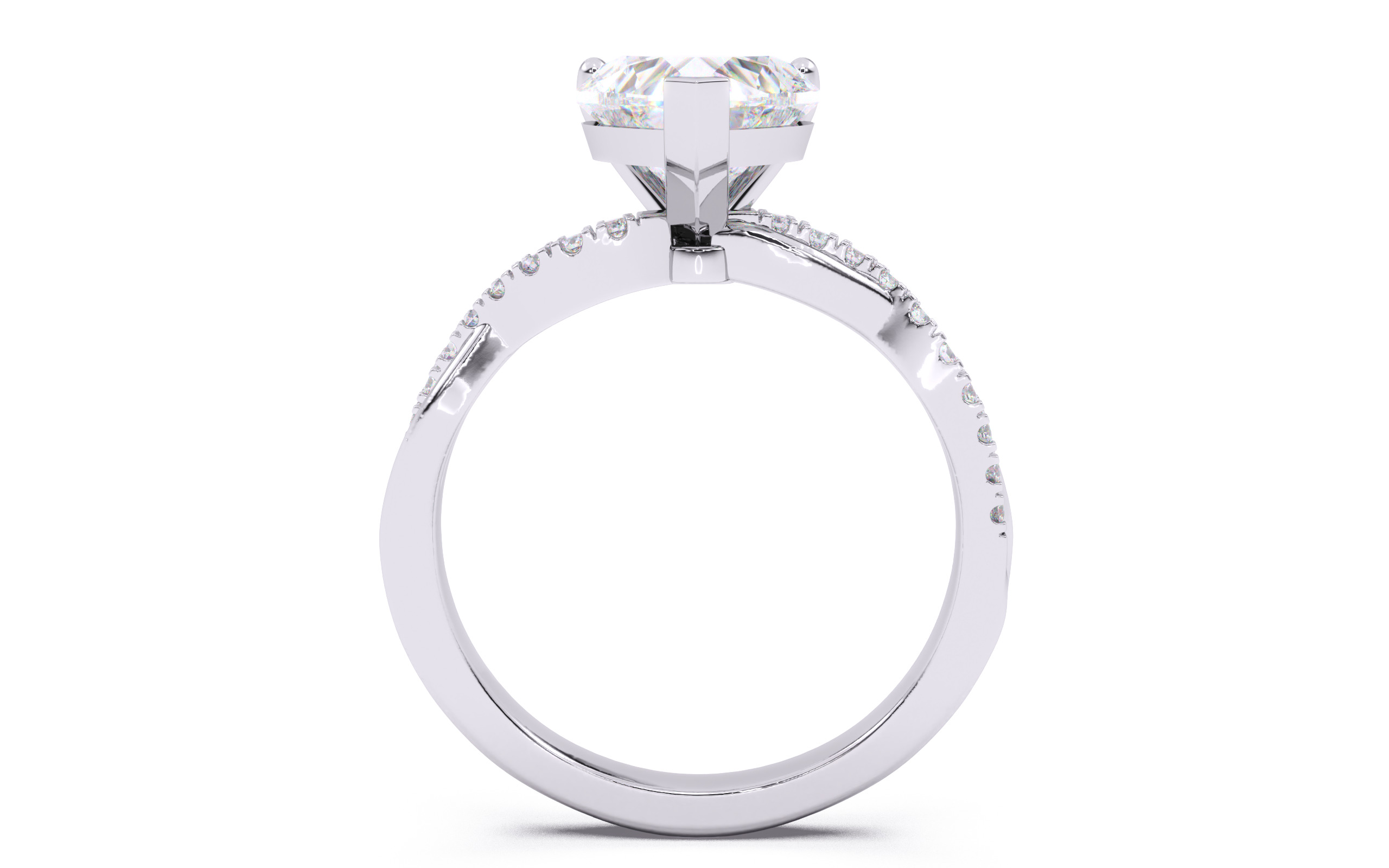 Heart Diamond Pave Setting Solitaire Ring  3D print model_7