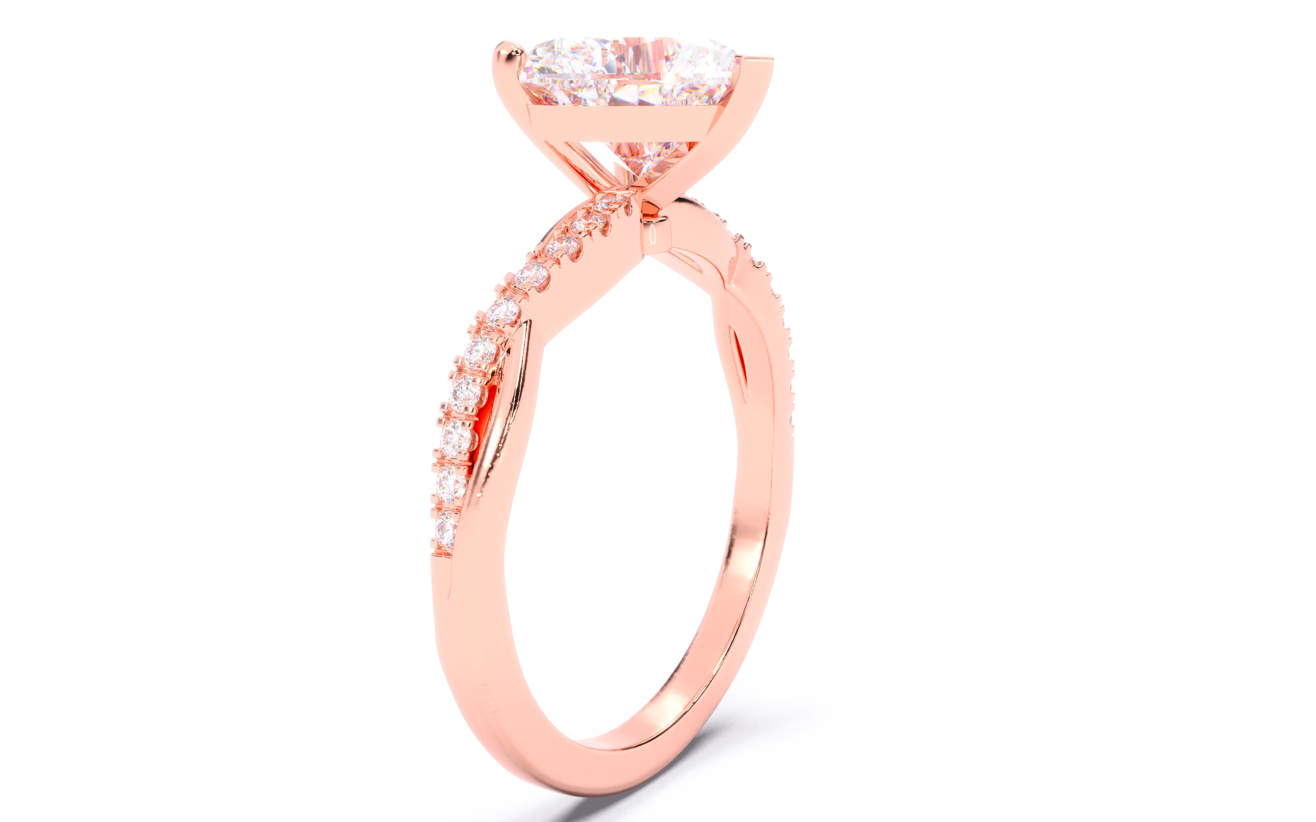Heart Diamond Pave Setting Solitaire Ring  3D print model_17
