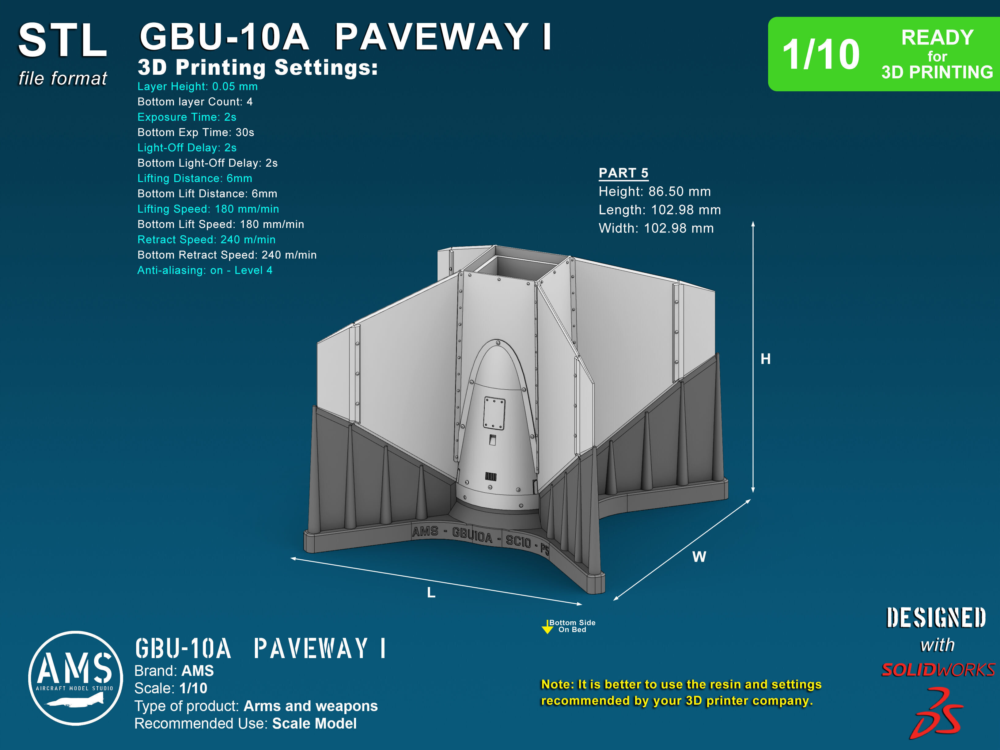 GBU-10A Paveway I - Scale 1-10 3D print model_5
