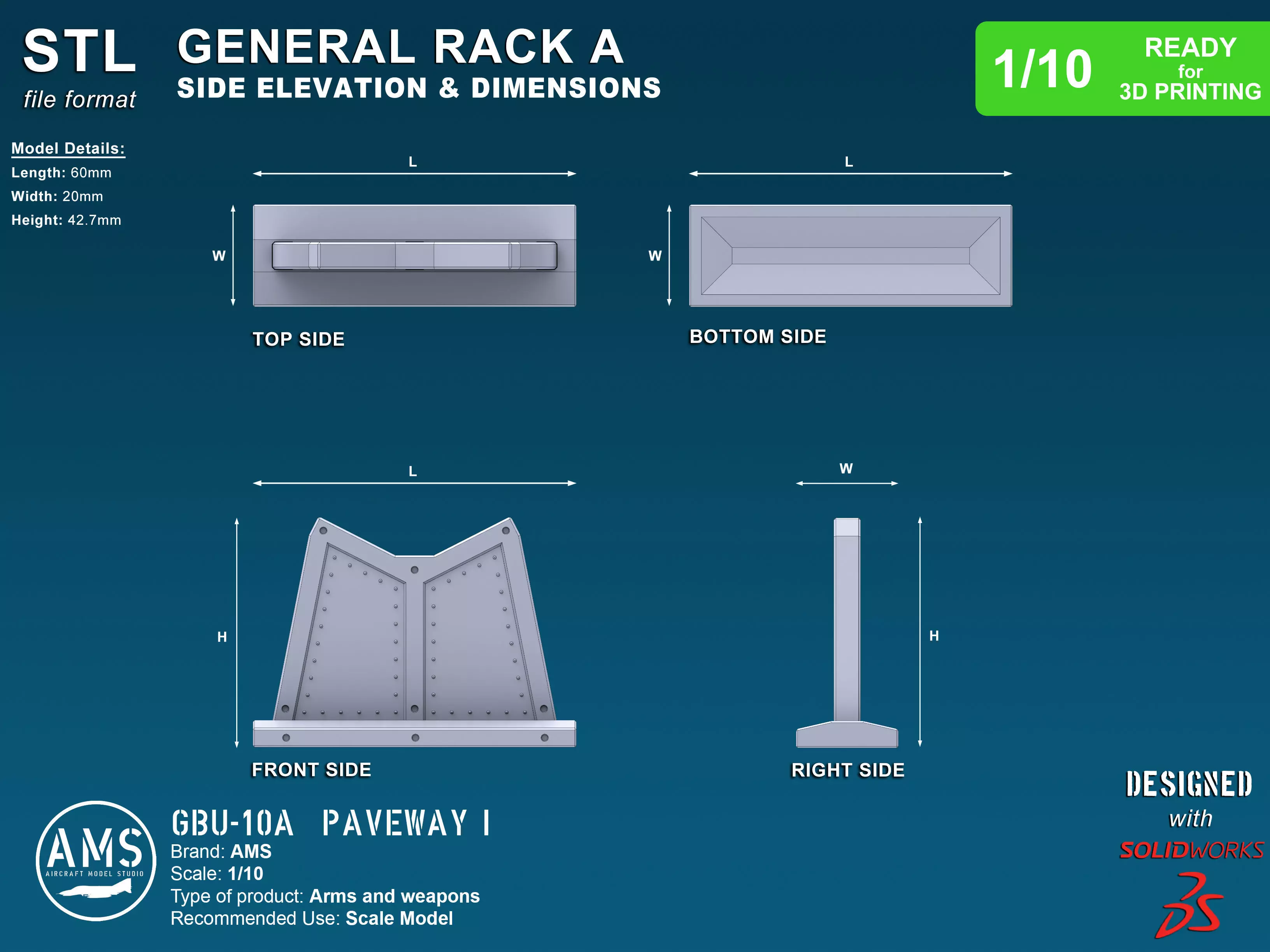GBU-10A Paveway I - Scale 1-10 3D print model_8