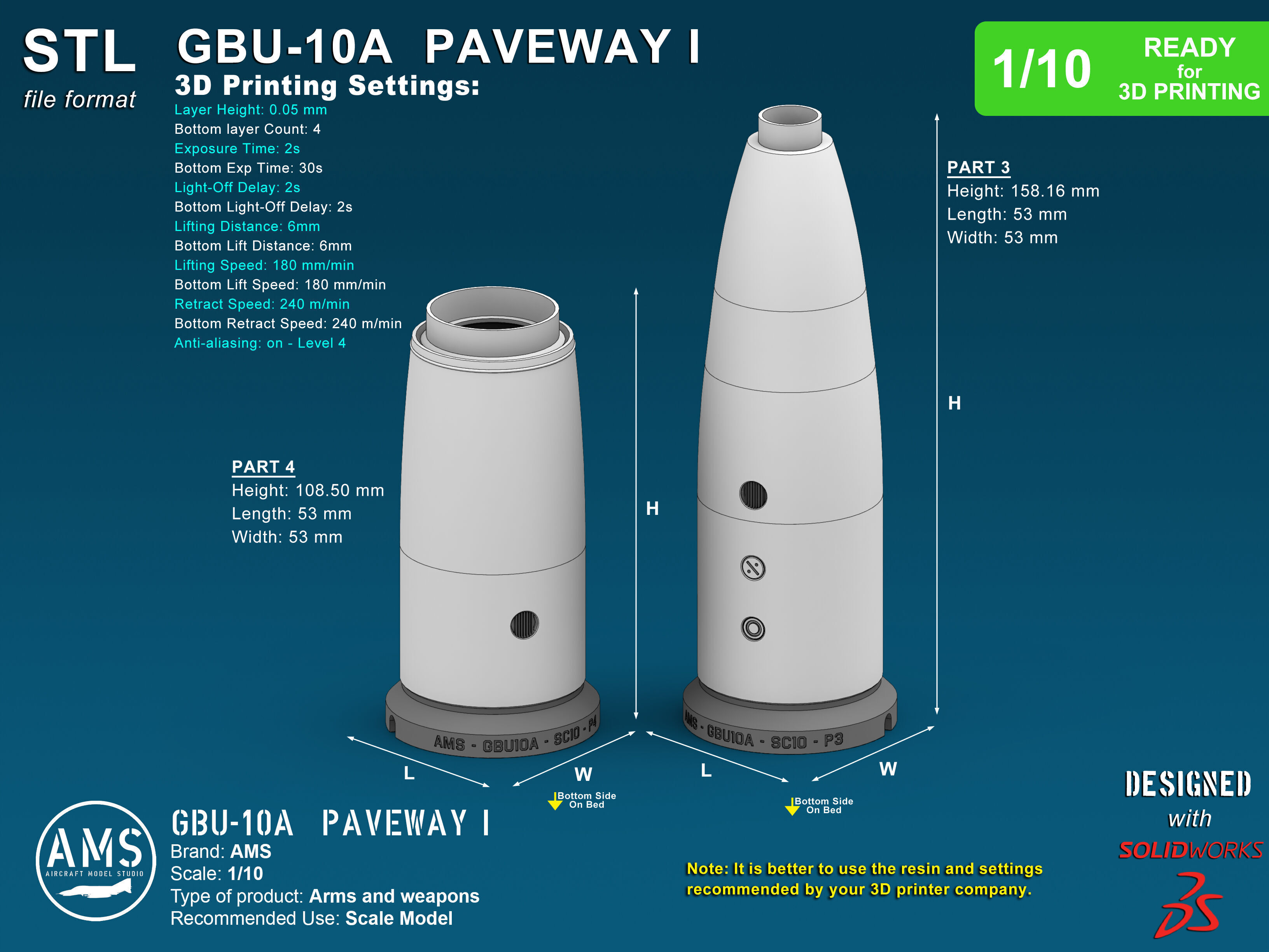 GBU-10A Paveway I - Scale 1-10 3D print model_4