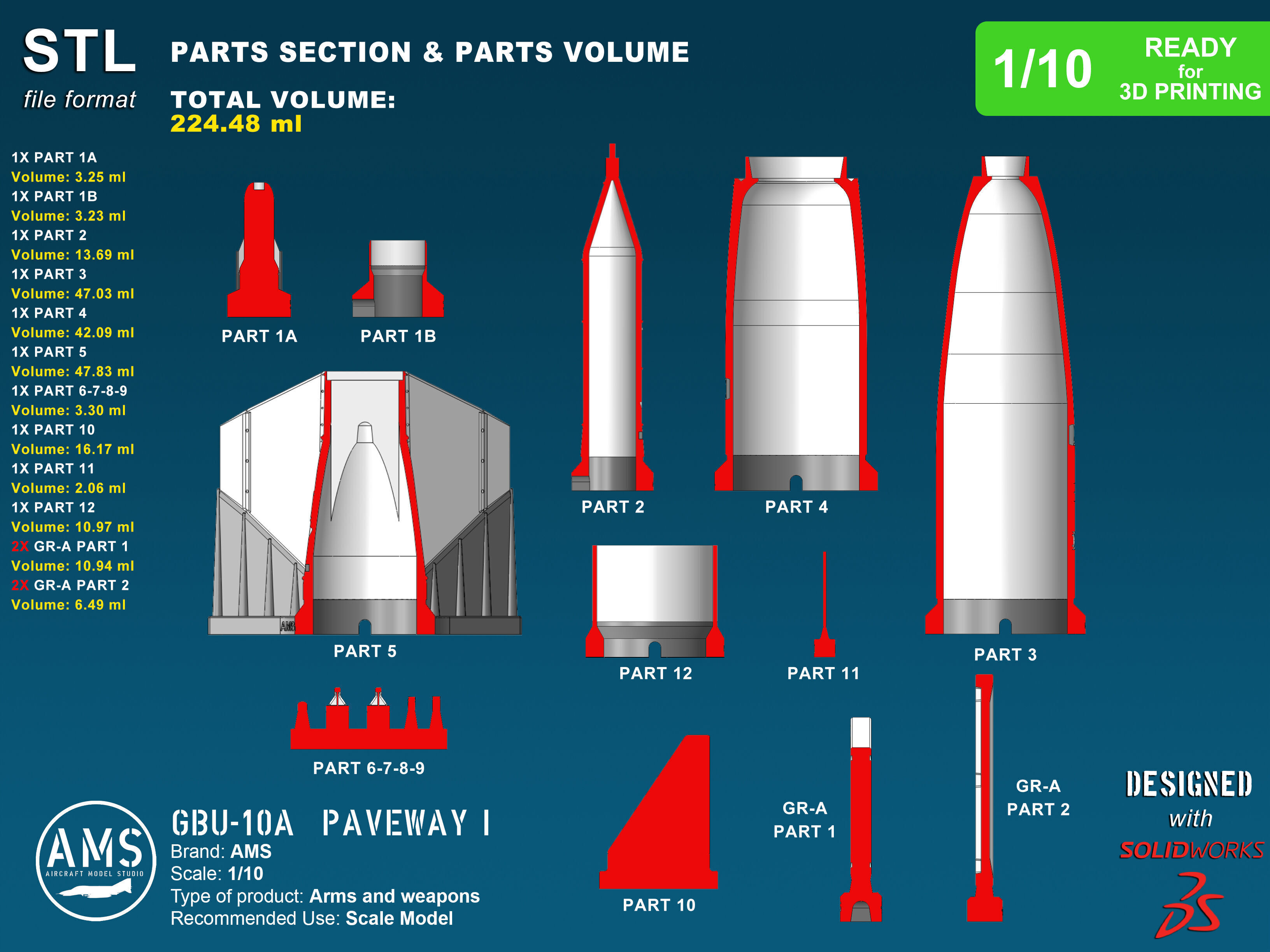 GBU-10A Paveway I - Scale 1-10 3D print model_10