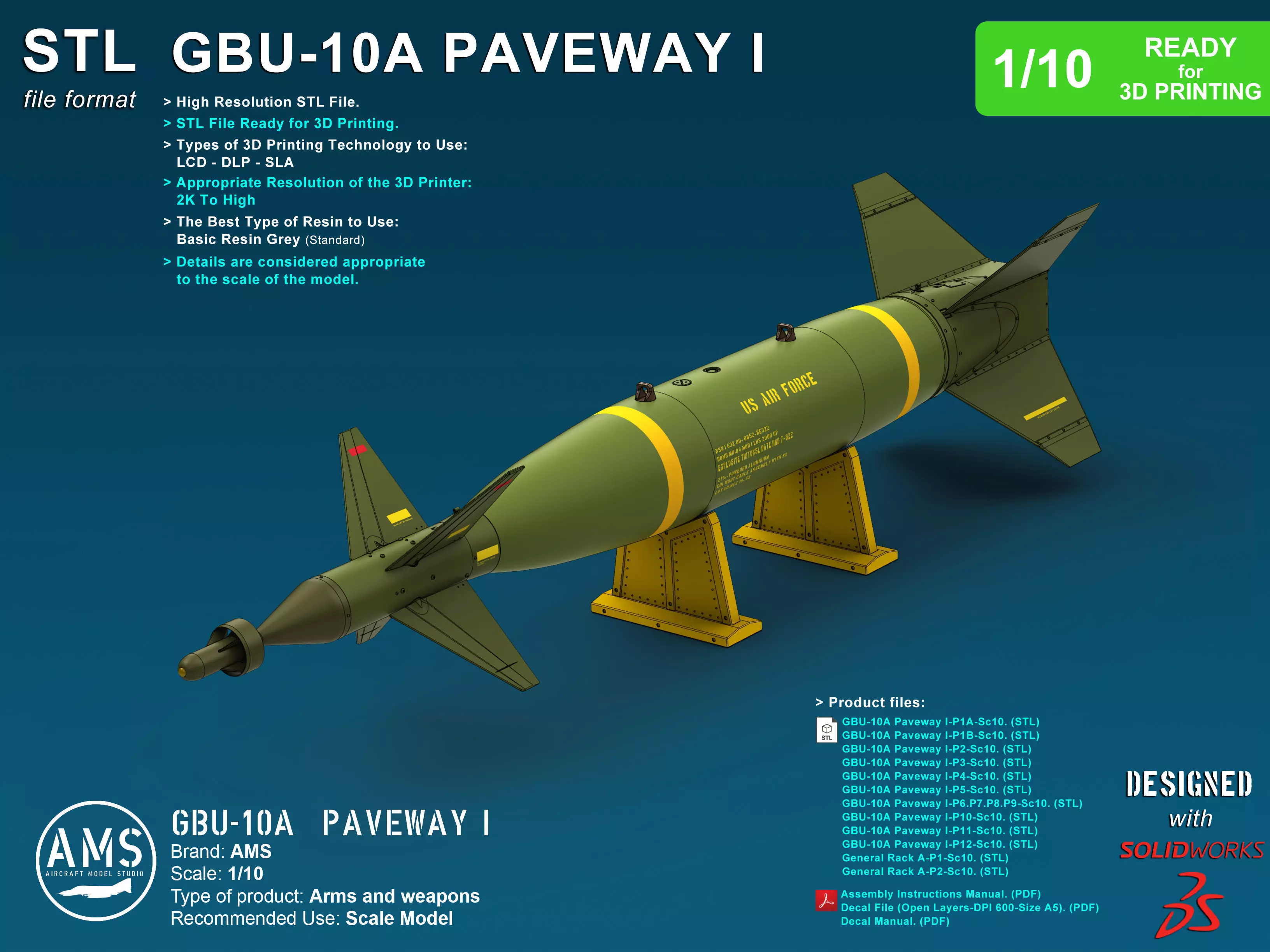 GBU-10A Paveway I - Scale 1-10 3D print model_0
