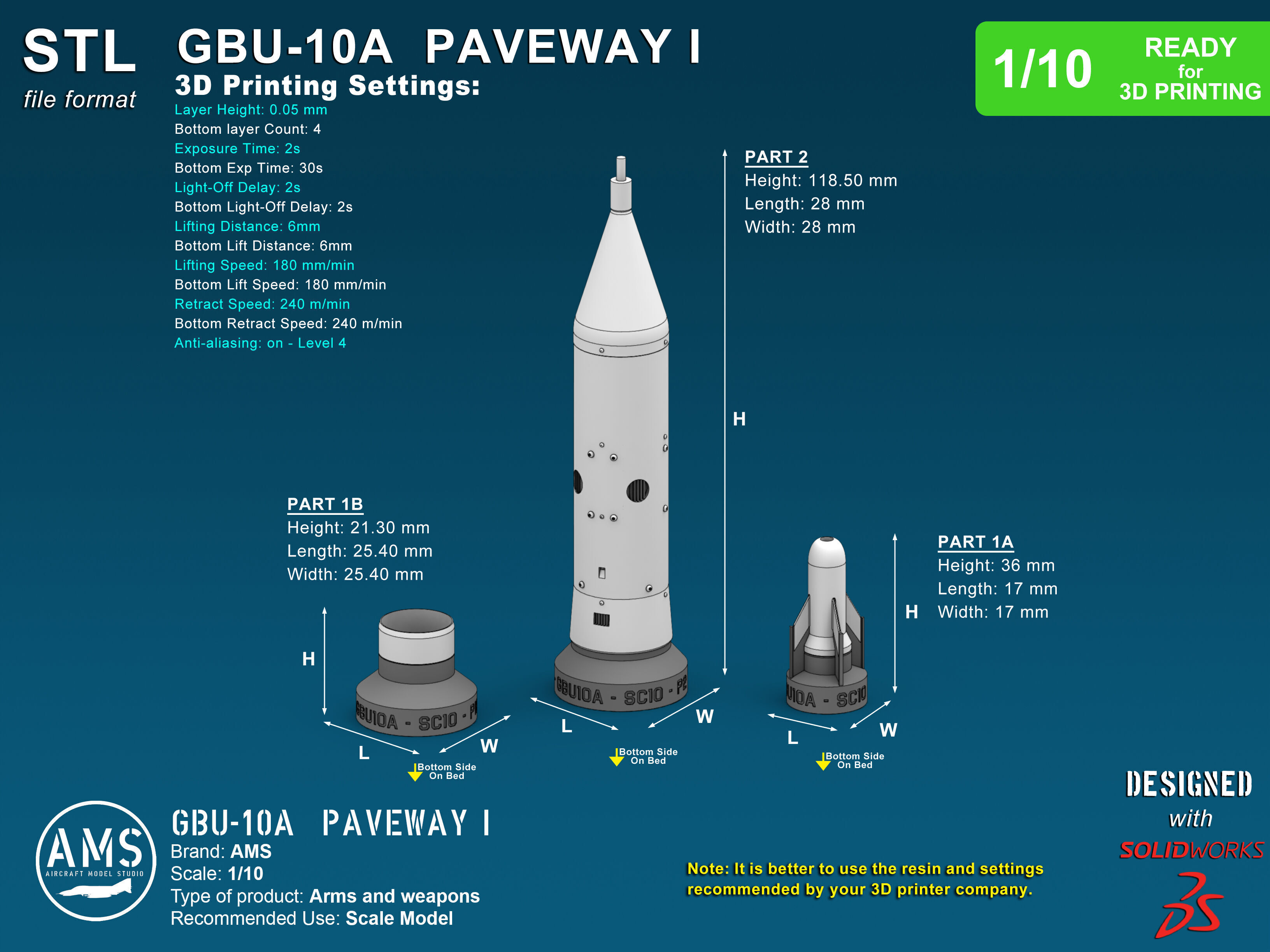 GBU-10A Paveway I - Scale 1-10 3D print model_3