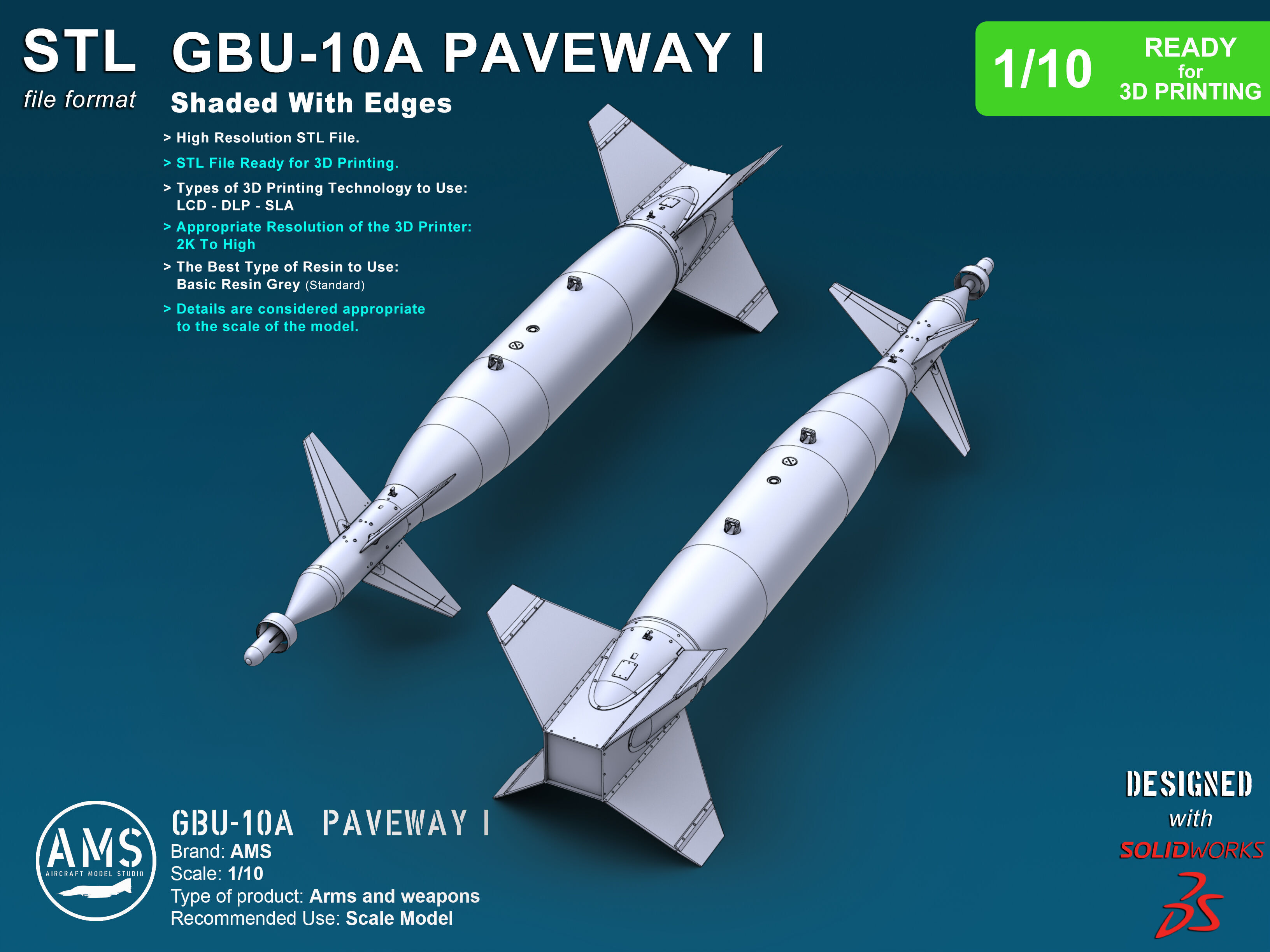 GBU-10A Paveway I - Scale 1-10 3D print model_1