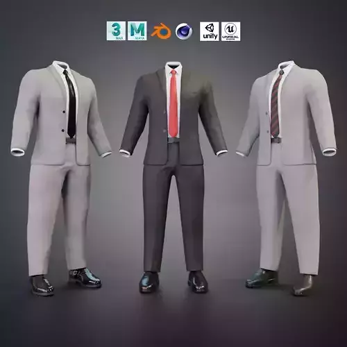 Men Formal Suit Collection - Animation and Game Ready 