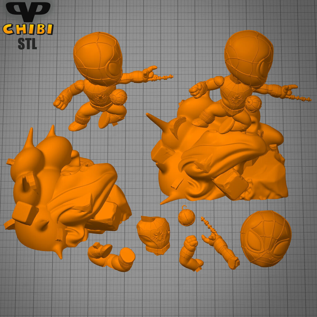 Spider-Man vs Green Goblin STL for 3D Printing ChibiSTL 3DXM 3D print model_4