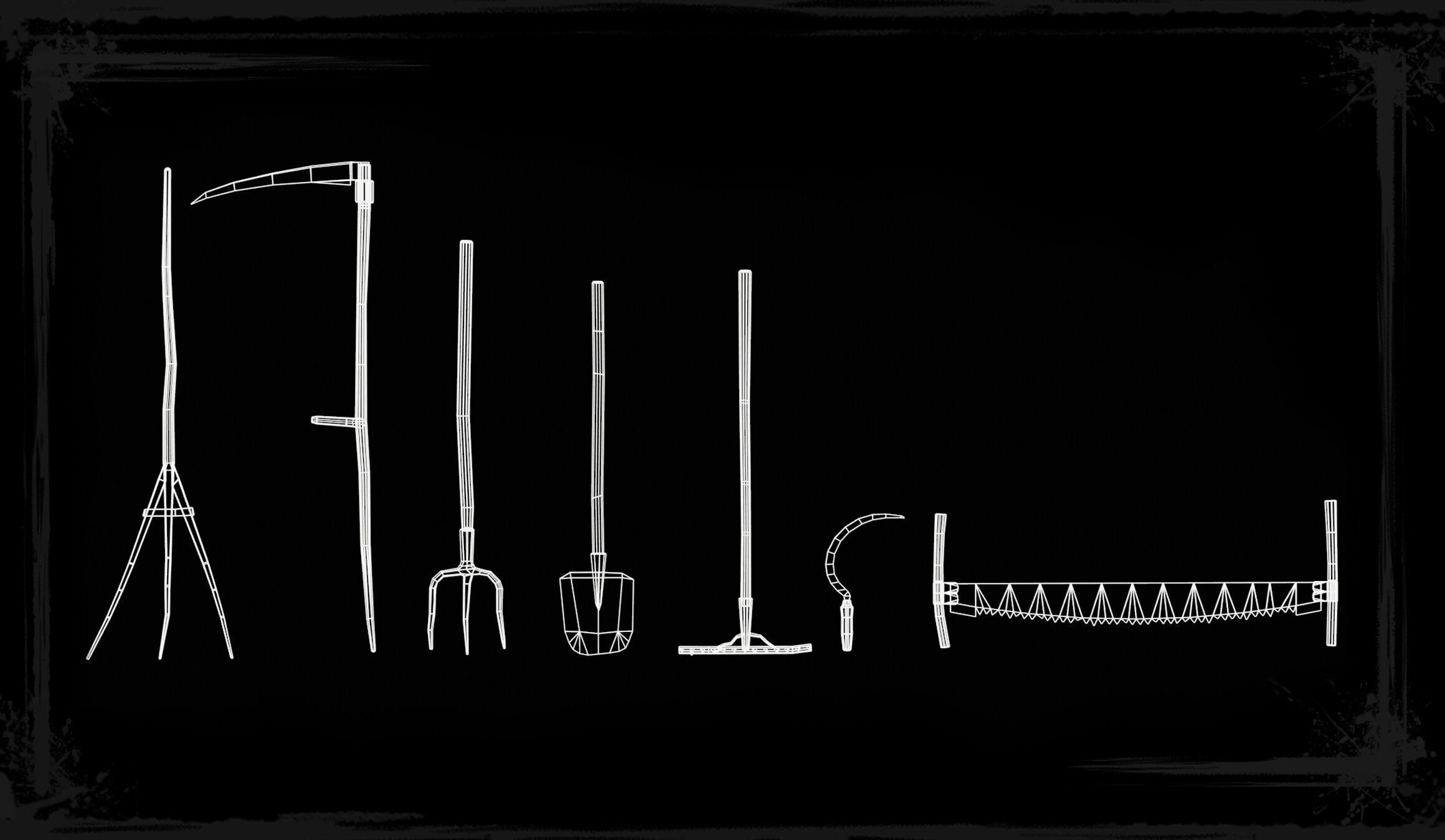 Stylized Medieval Farming Tools Low-poly Low-poly 3D model_4