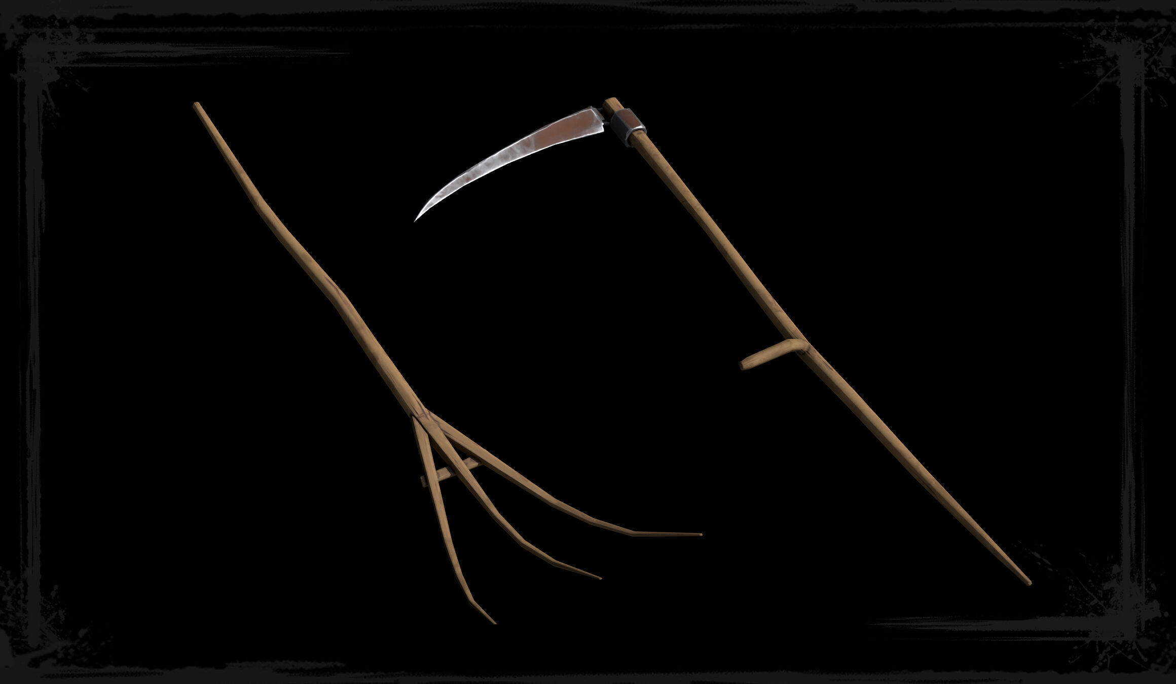 Stylized Medieval Farming Tools Low-poly Low-poly 3D model_1