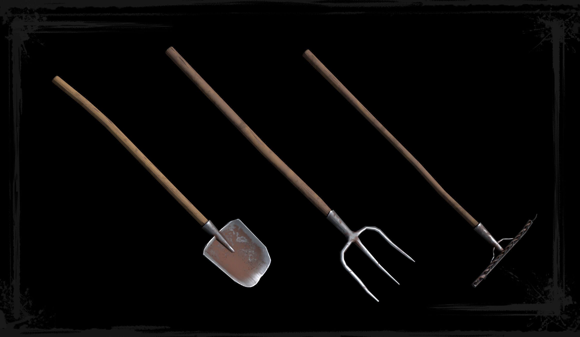 Stylized Medieval Farming Tools Low-poly Low-poly 3D model_2