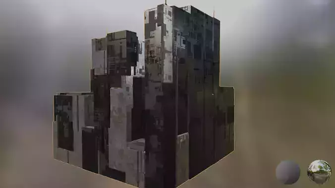 Aprtment Complex - Sci - Fi - Cyberpunk - 4K - Game Ready Model Low-poly 3D model