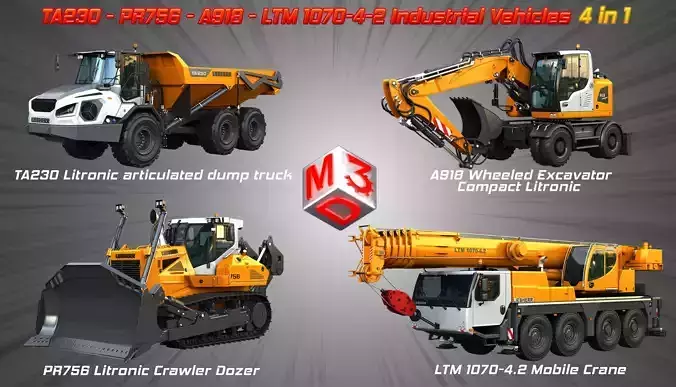 TA230 - PR756 - A918 - LTM 1070-4-2 Industrial Vehicles 4 in 1 3D Model Collection