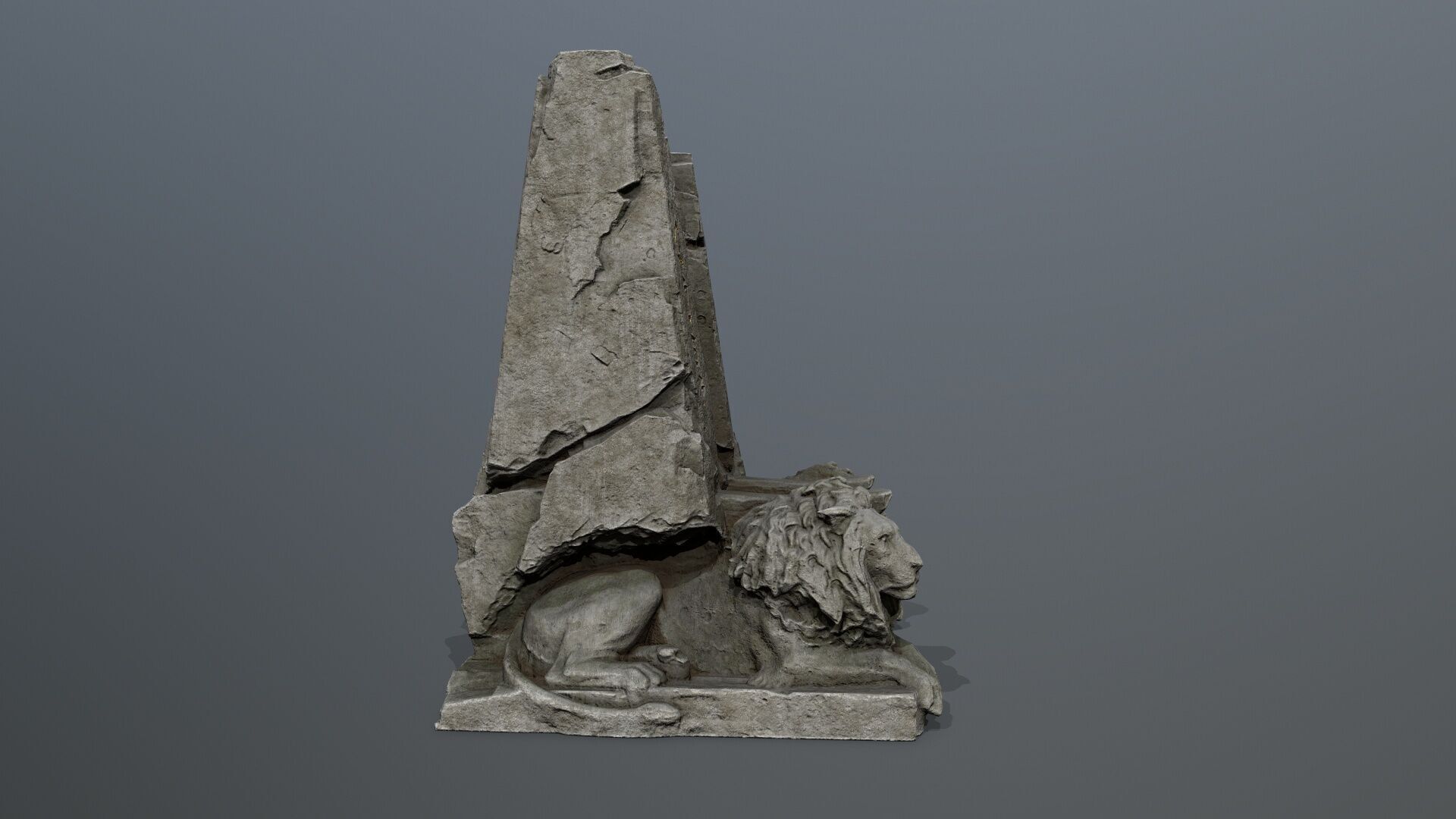 Lion Stone Throne Low-poly 3D model_7