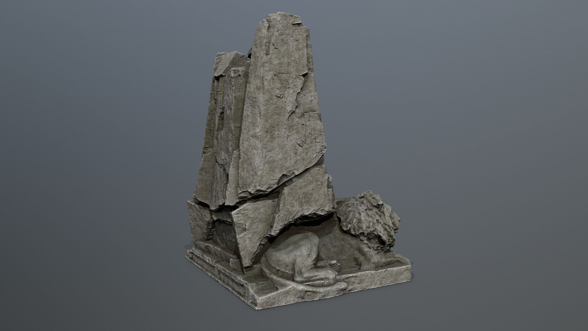Lion Stone Throne Low-poly 3D model_8