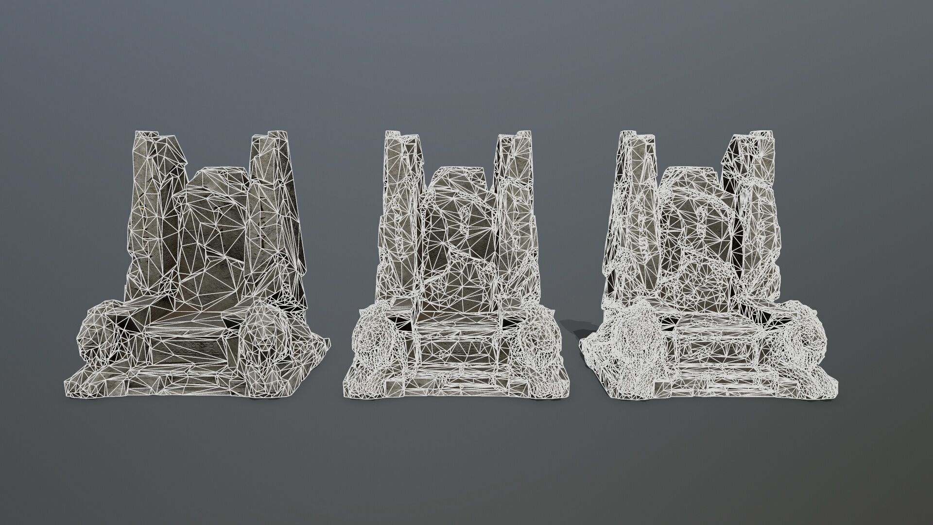Lion Stone Throne Low-poly 3D model_17