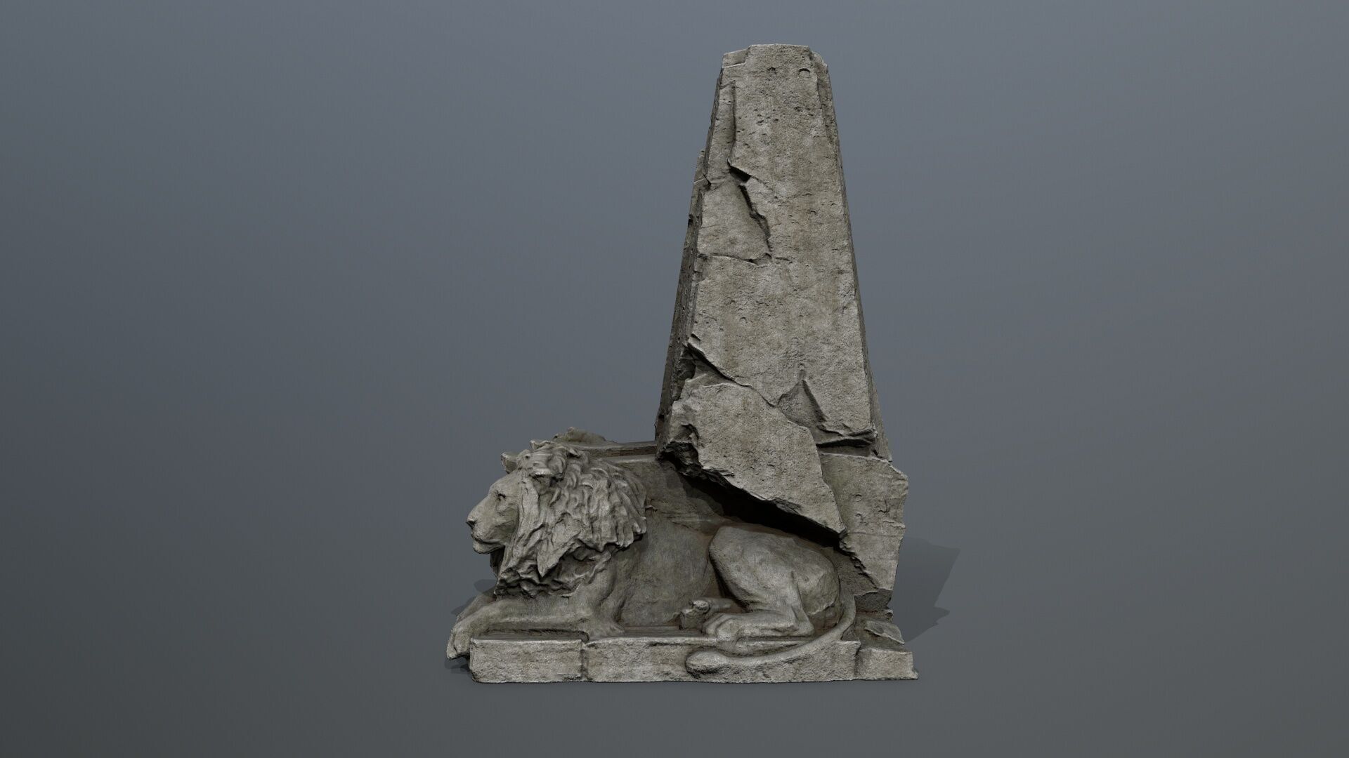 Lion Stone Throne Low-poly 3D model_13