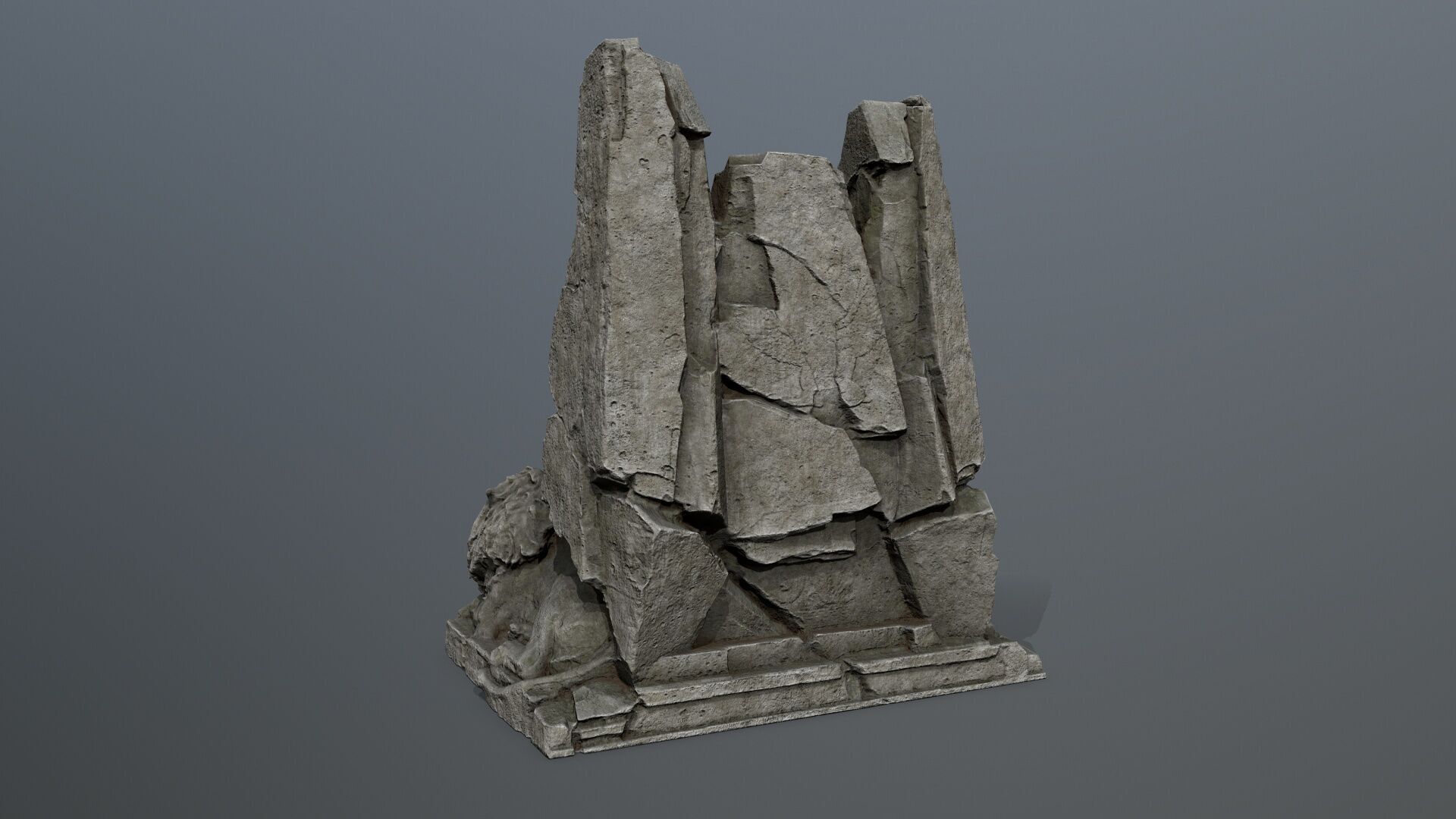Lion Stone Throne Low-poly 3D model_11