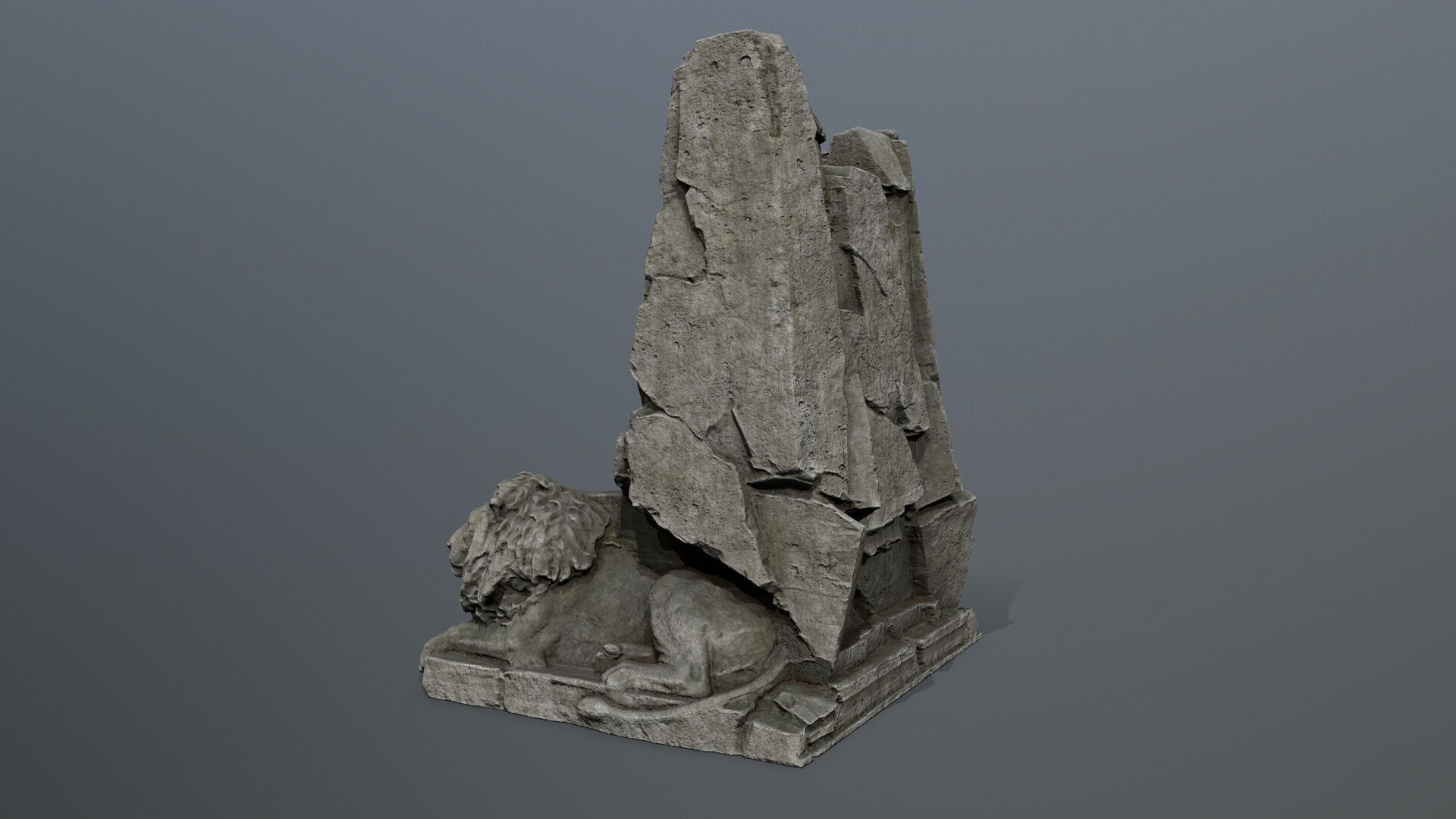 Lion Stone Throne Low-poly 3D model_12