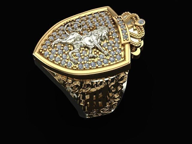 Crown and Lion Ring 3D print model