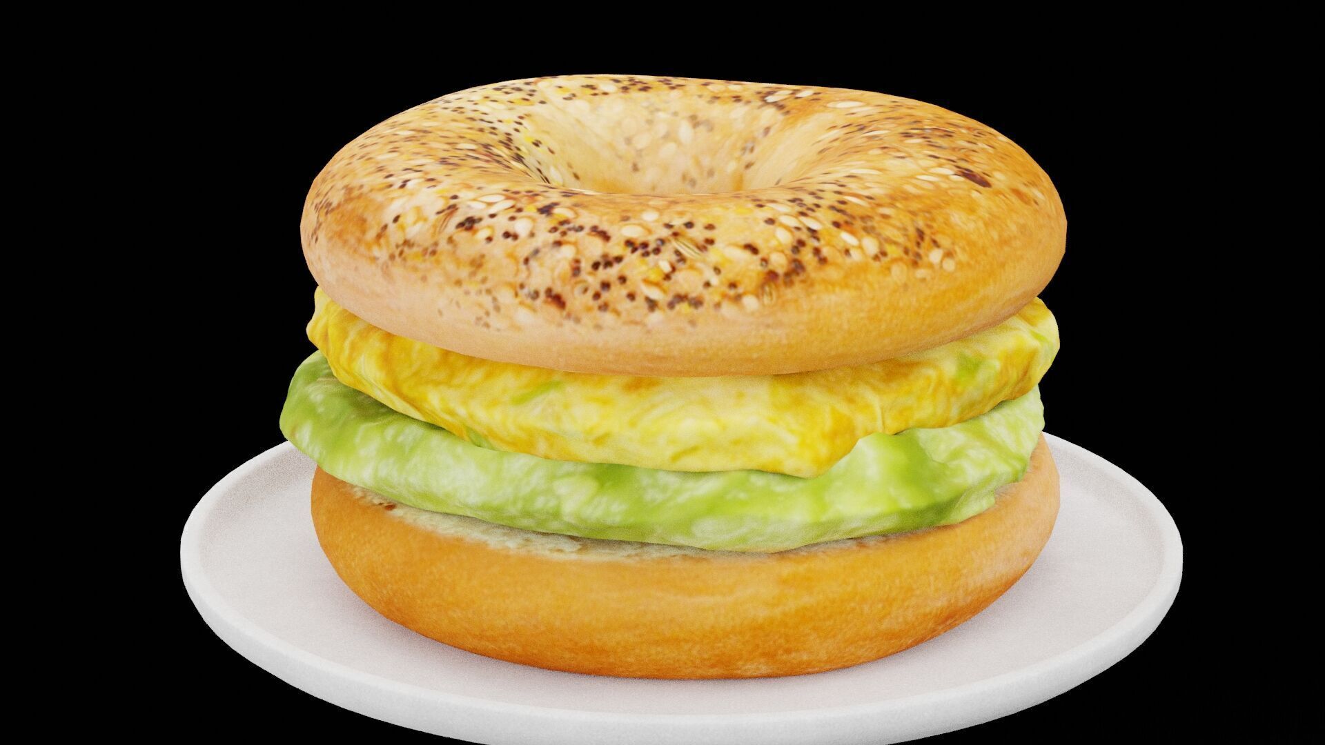 Bagel Eggs Sandwich Low-poly 3D model_3