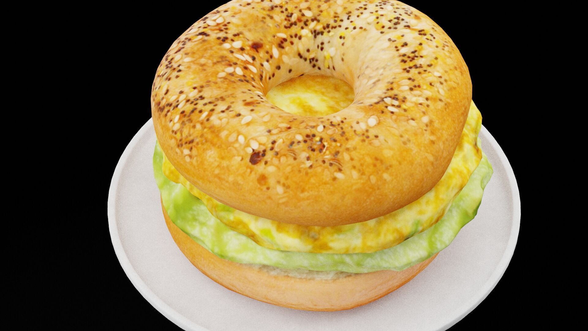 Bagel Eggs Sandwich Low-poly 3D model_1