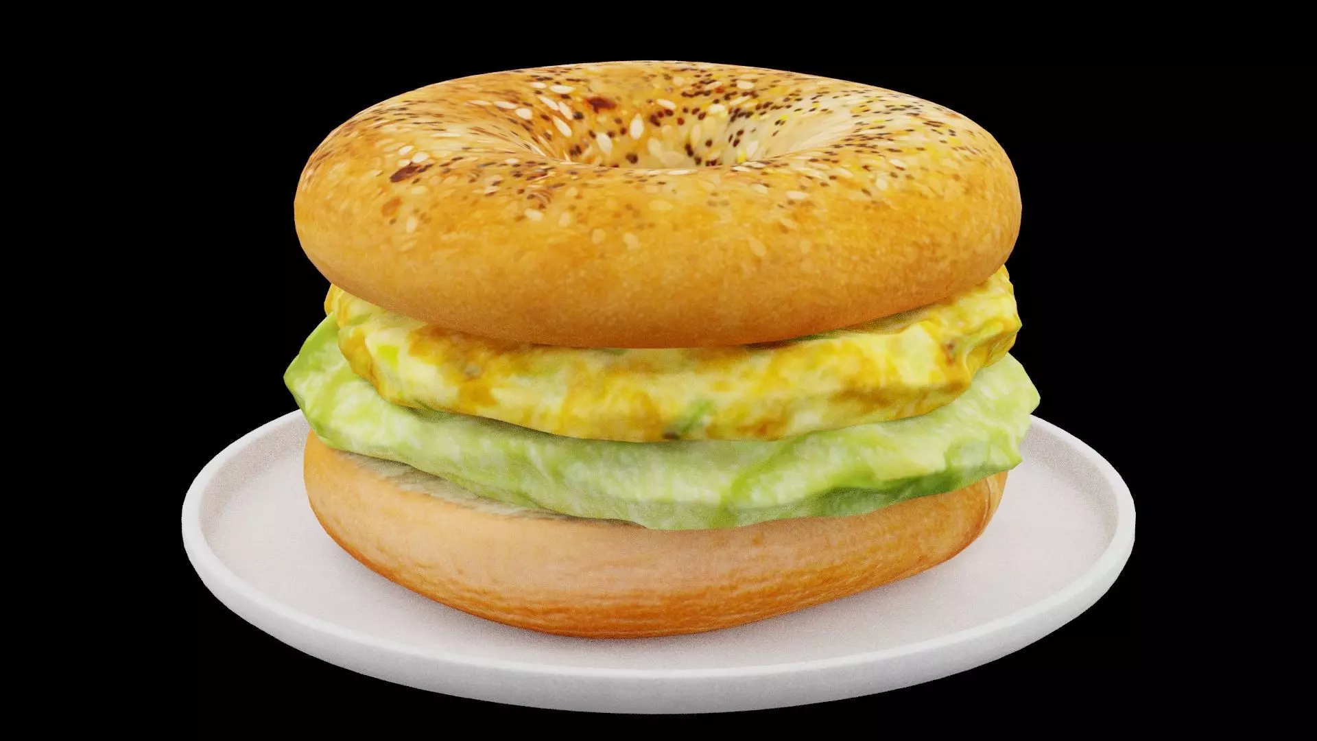 Bagel Eggs Sandwich Low-poly 3D model_0