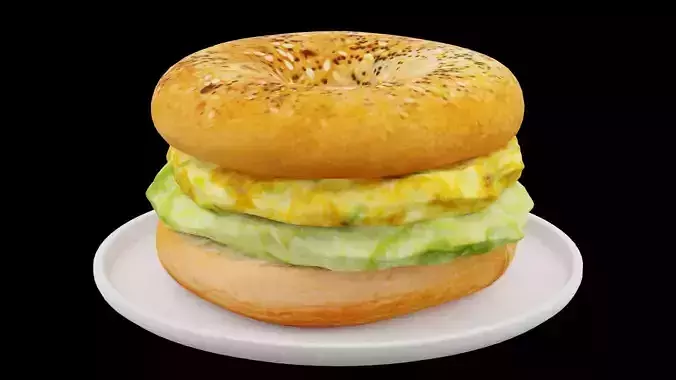 Bagel Eggs Sandwich Low-poly 3D model