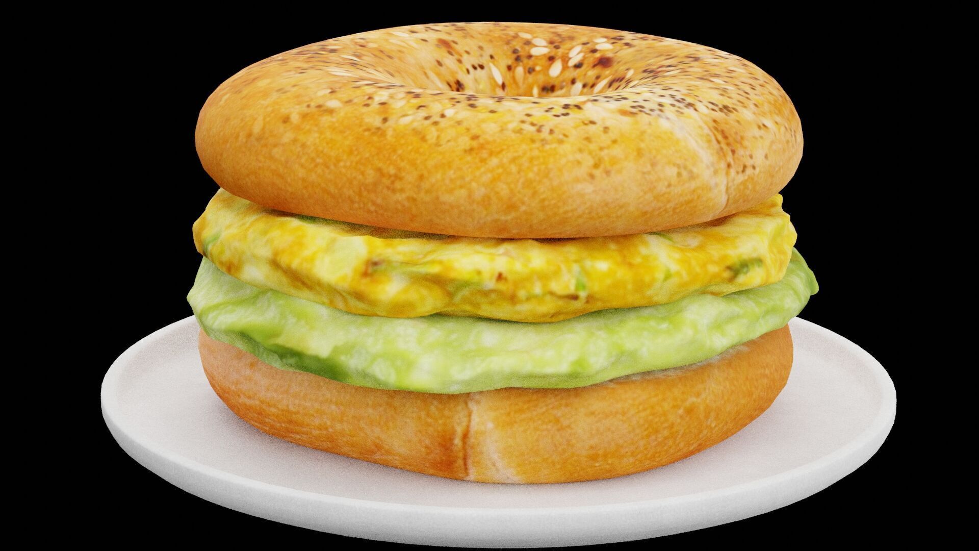 Bagel Eggs Sandwich Low-poly 3D model_2