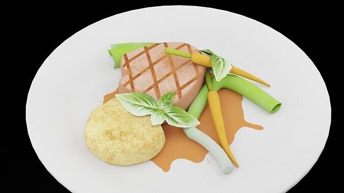 Tenderloin With Vegetables 3D model 2