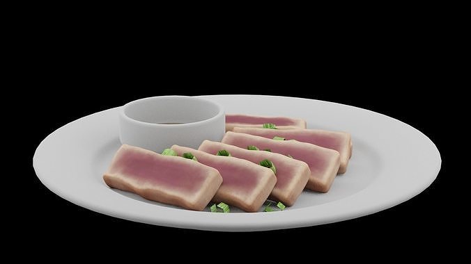 Steam Tuna Slices Low-poly 3D model
