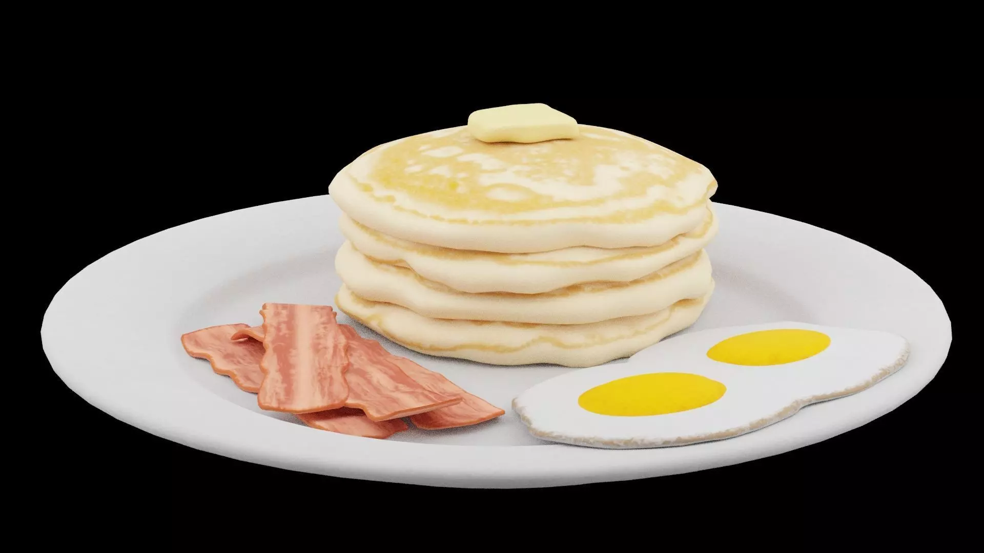 Bacon Egg Plate Low-poly 3D model_0