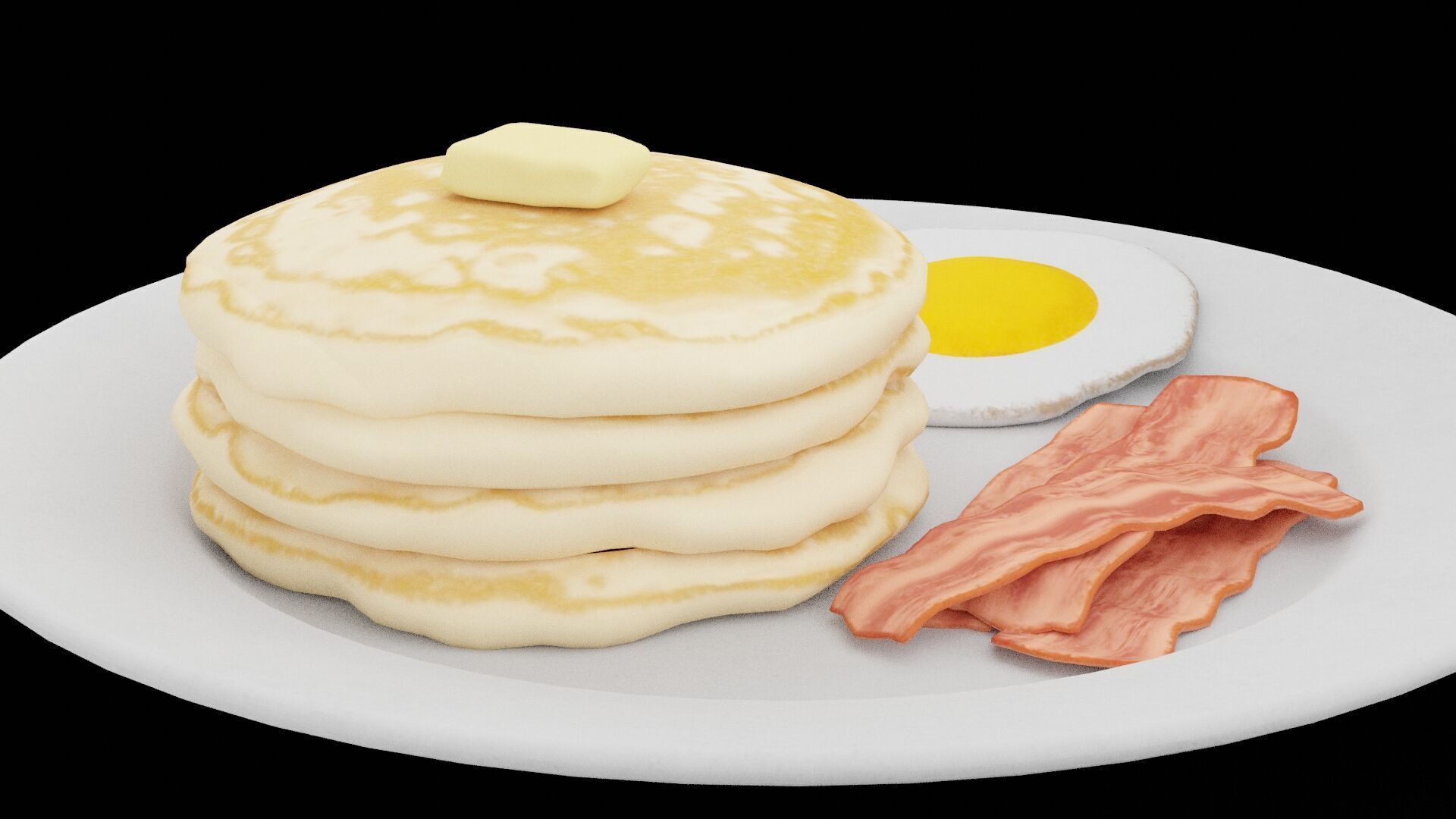 Bacon Egg Plate Low-poly 3D model_3