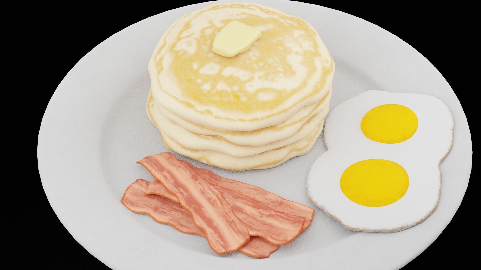Bacon Egg Plate Low-poly 3D model_1