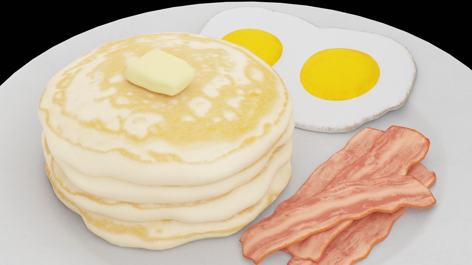Bacon Egg Plate Low-poly 3D model_4
