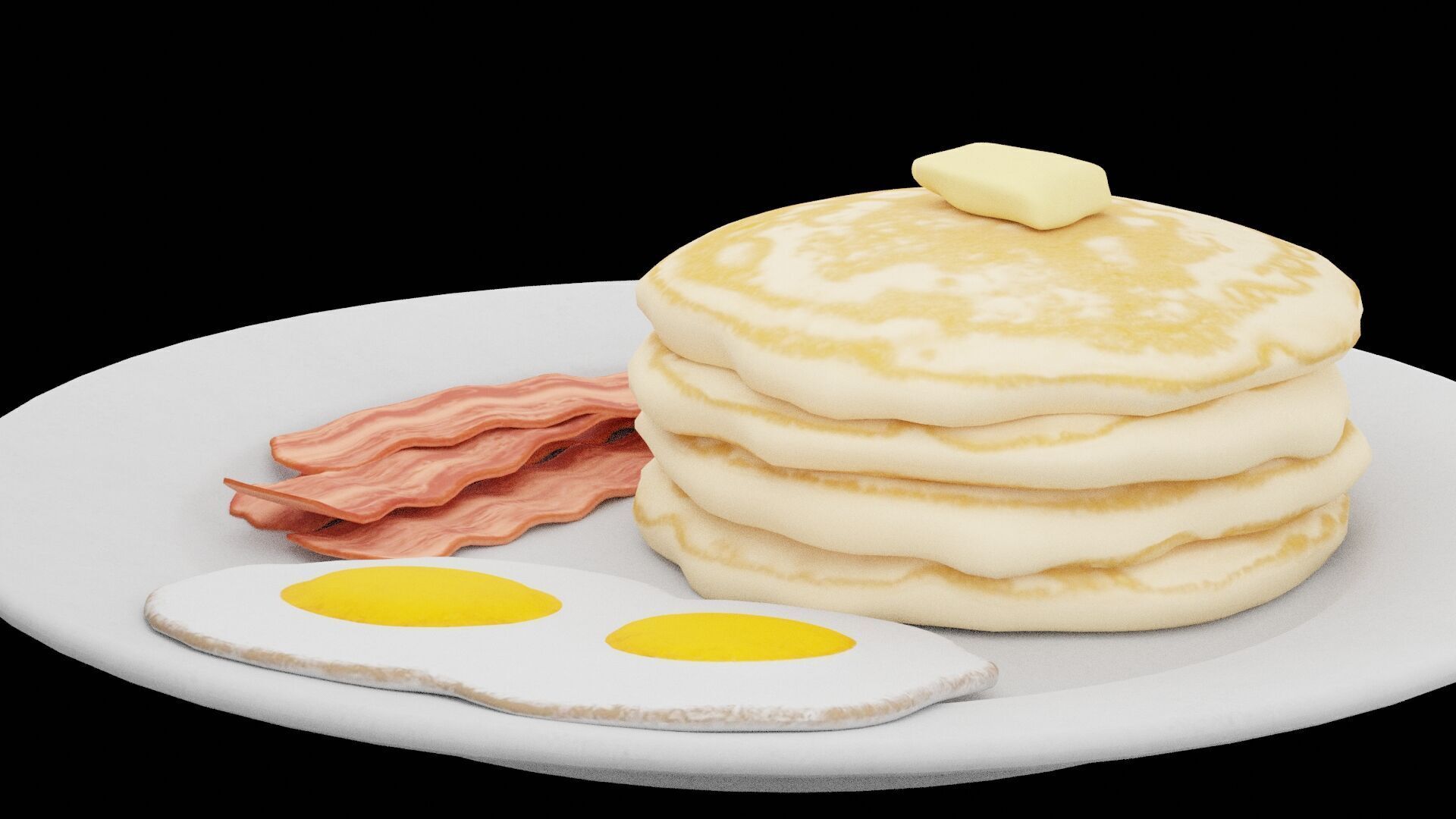 Bacon Egg Plate Low-poly 3D model_2