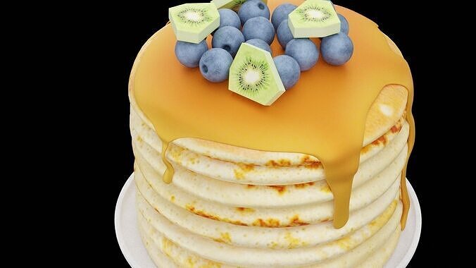 Pancake With Fruits Low-poly 3D model 5