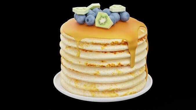 Pancake With Fruits Low-poly 3D model 4